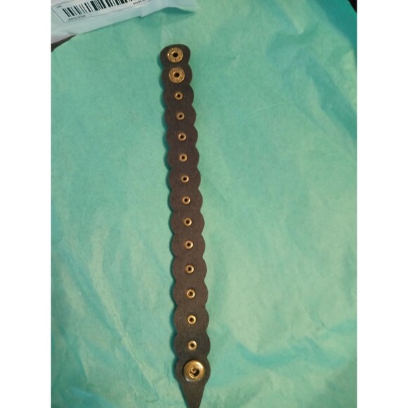 Black Boho FLOWER Faux leather Snap Bracelet Adjustable 8.9" - Picture 8 of 8